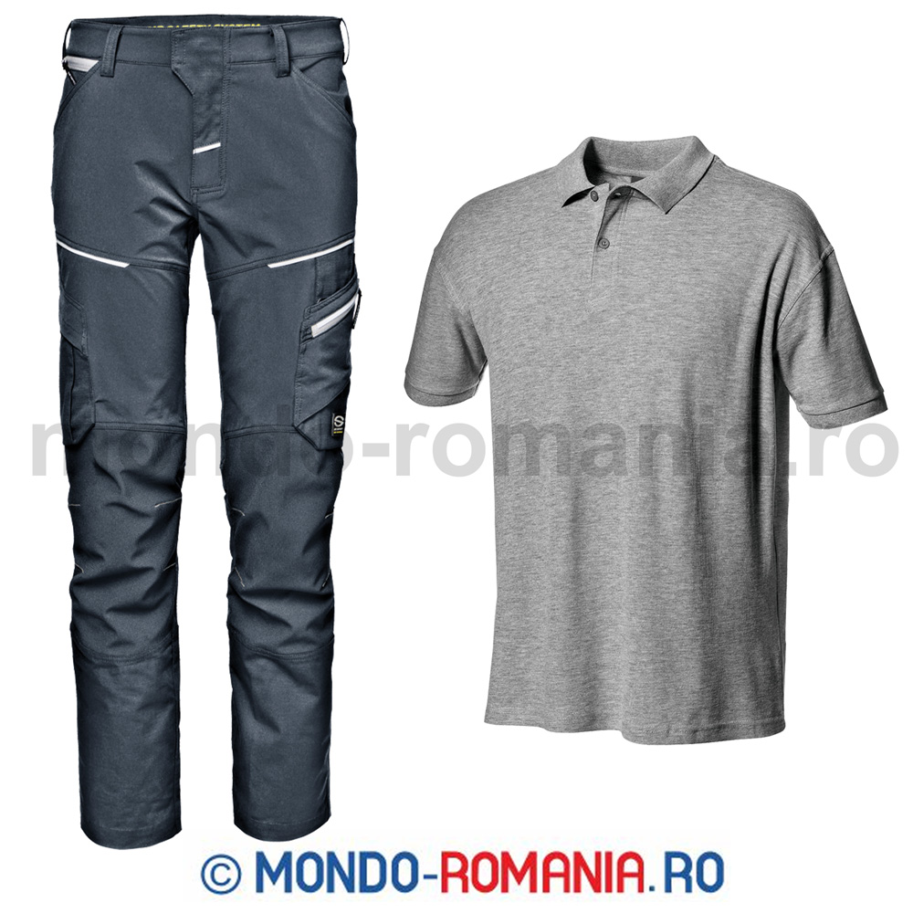 Pantaloni-GEMINI-Guard-Gri-si-Tricou-SIRFLEX-Polo-gri