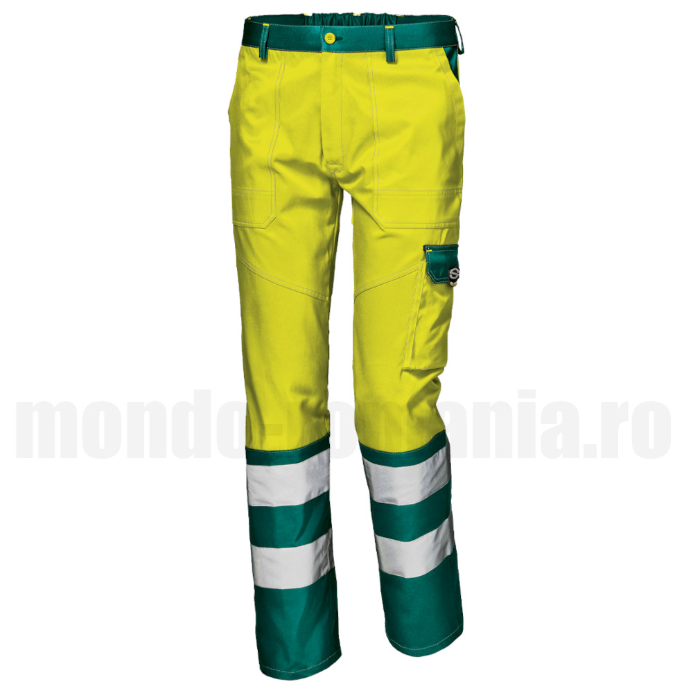 Pantaloni galbeni-verzi cu benzi reflectorizante
