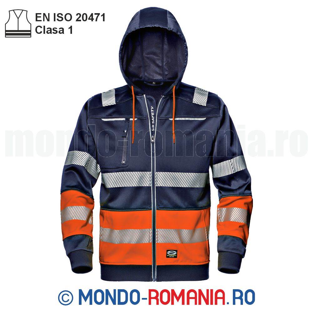 Hanorac reflectorizant din fleece - CONTRAST orange